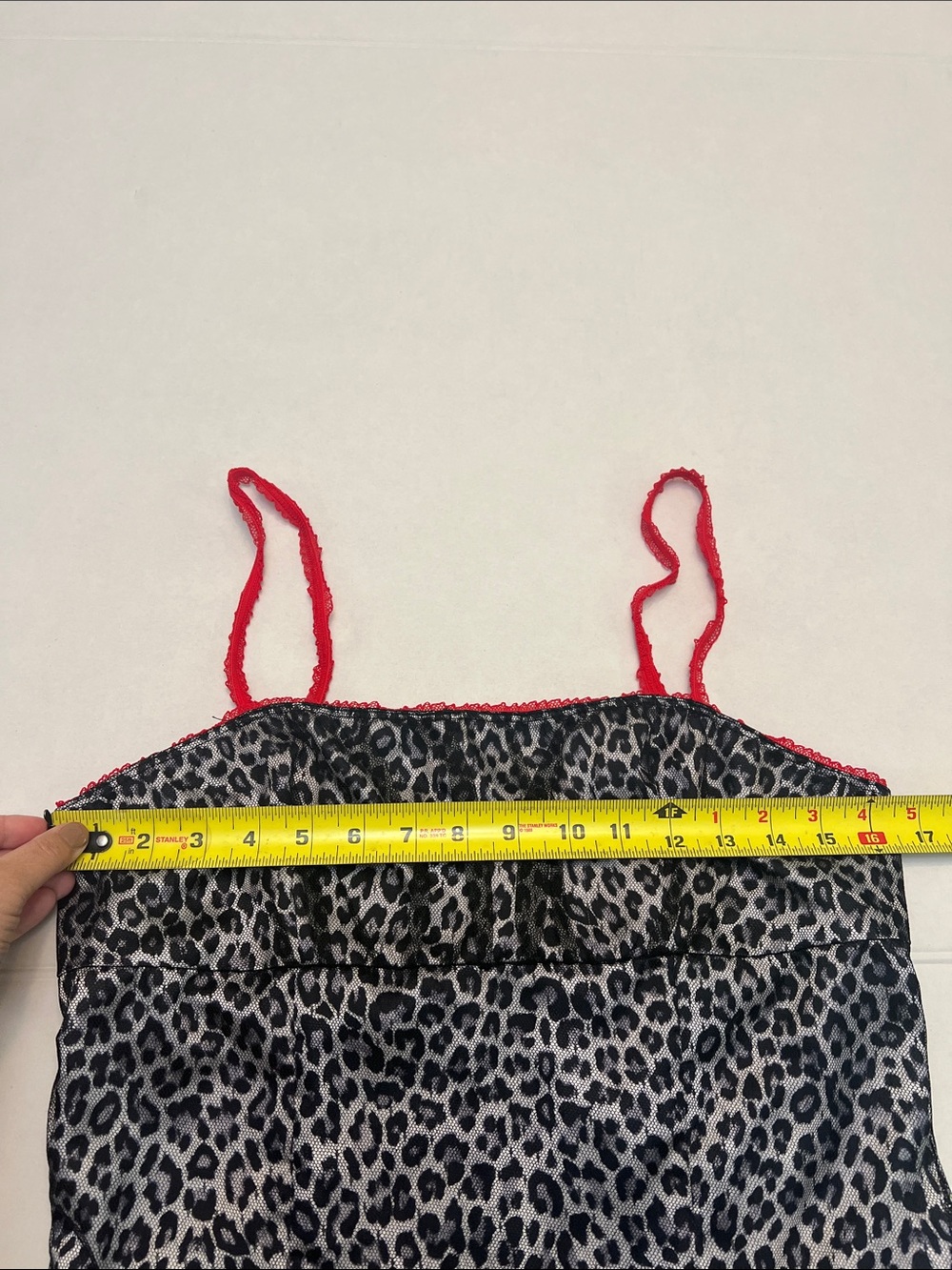 VINTAGE Y2K XOXO LEOPARD PRINT DRESS- MESH OVER SATIN WITH RED LACE STRAPS SMALL - Picture 6 of 15
